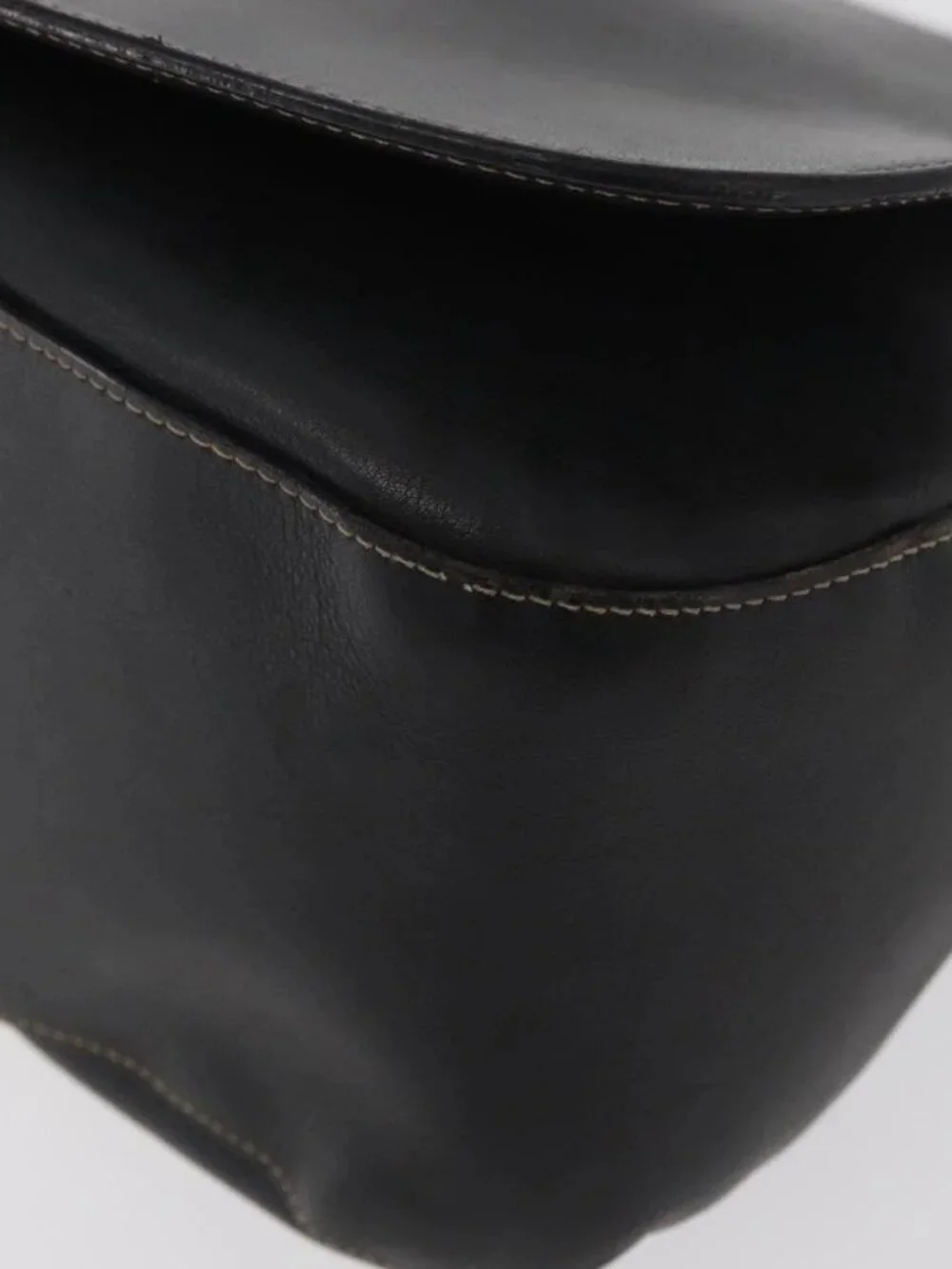 PRADA Chain Shoulder Bag Leather Black Gold Auth mr2300